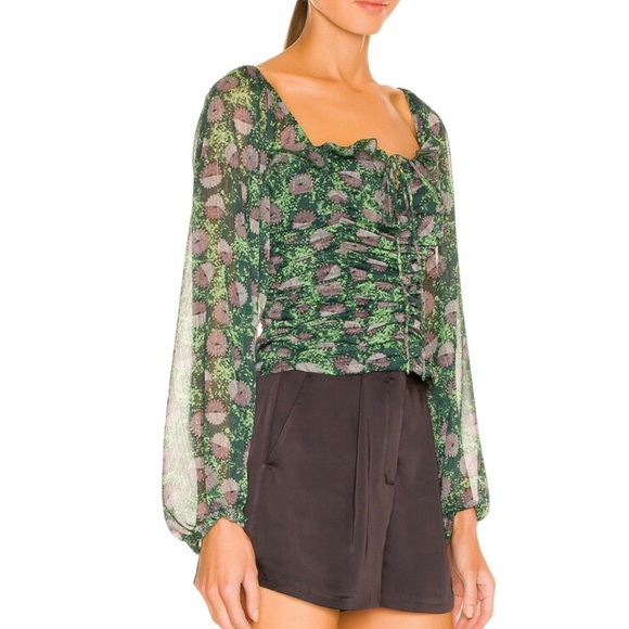 BCBGeneration || Woven Rouched Square Neck Top - Picture 2 of 4